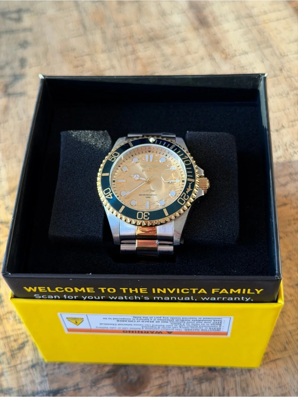NEW Invicta Pro Diver Currentwave Two-Tone Gold Dial Stainless Steel Watch 43mm